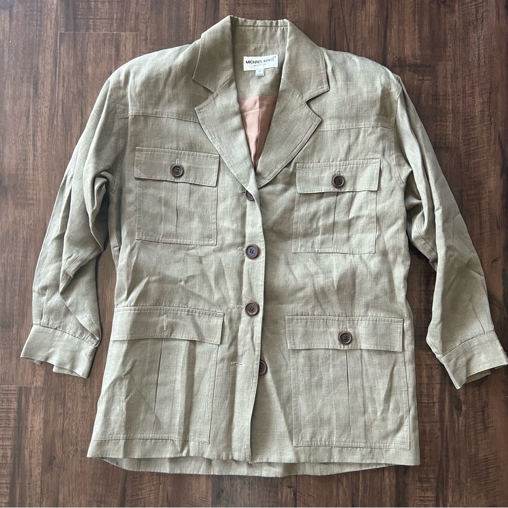 Michael Kors Khaki Button-Up Jacket